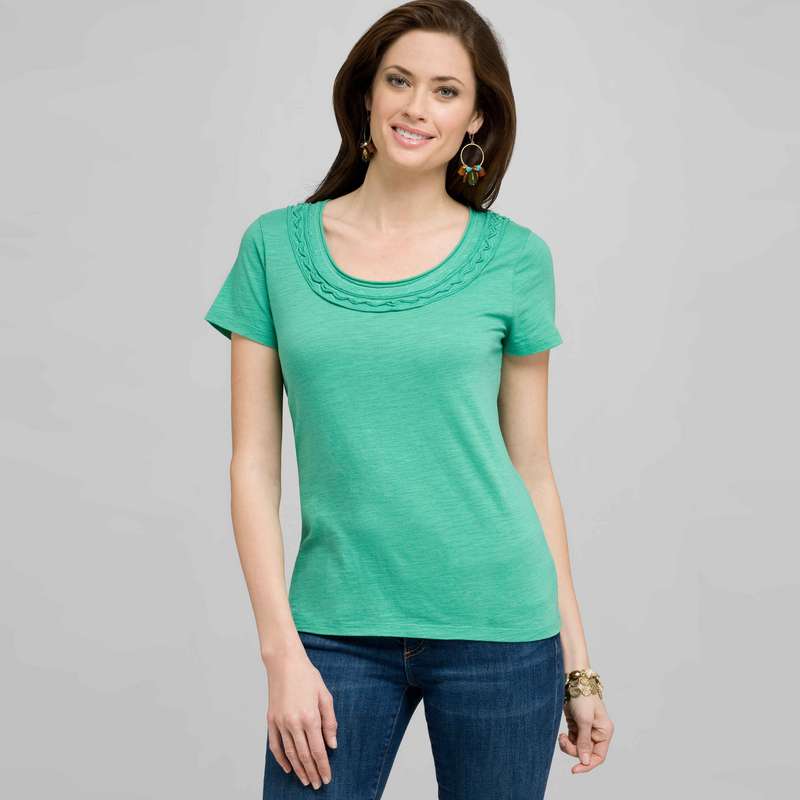Scoop Neck Tee With Applique, seagrass, large image number 0