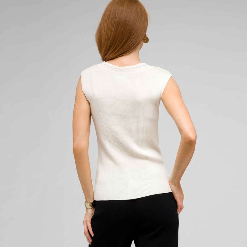 Cable Knit Shell, Ivory, large image number 1